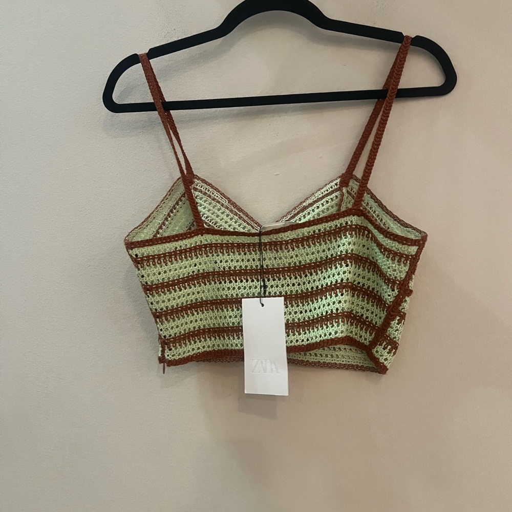 Elegant Green and Brown crocheted Checkered Skirt and top set - Picture 12 of 16